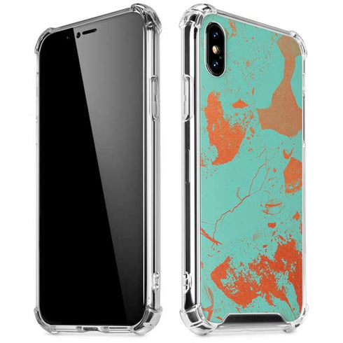 Turquoise and Orange Marble iPhone XS Max Clear Case
